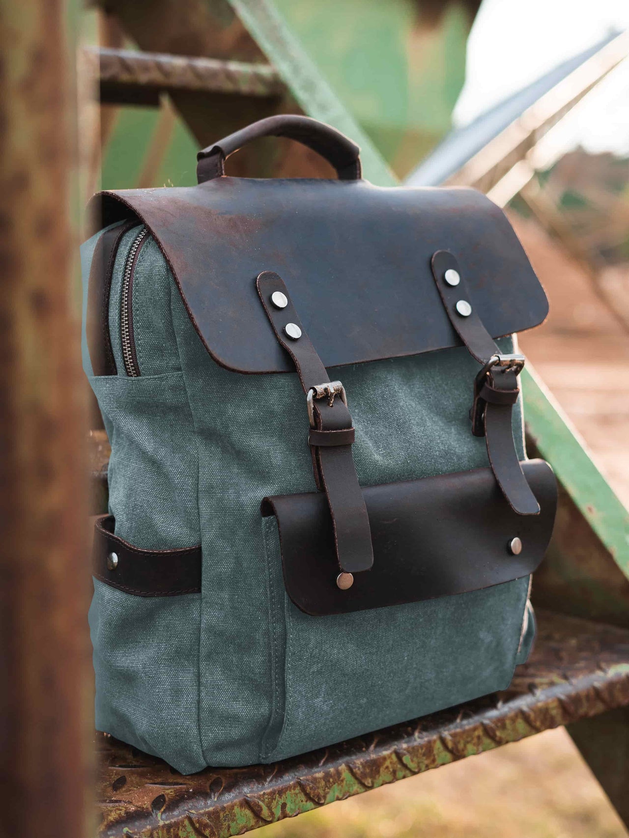 wanderrucksack retro Kurier Blau Vintage Rucksack im Retro Look