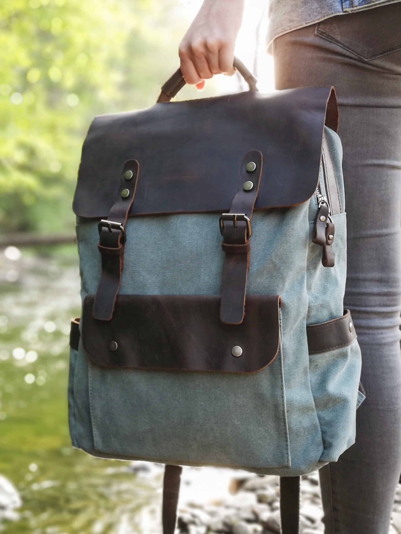 vintage wanderrucksack Kurier Blau Vintage Rucksack im Retro Look